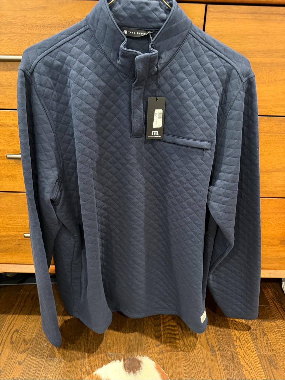 Travis Mathew Quilted Navy Half-Zip Pullover
